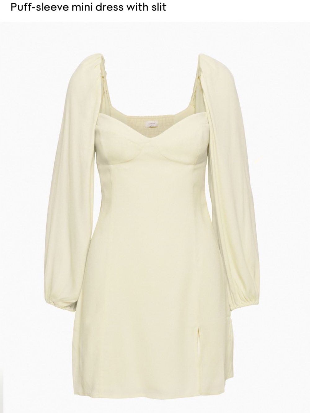 Aritzia Cream Puff-Sleeve Wilfred Novella Mini Dress with Slit